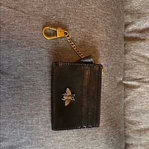 Black Card Holder with Gold Bee Accent